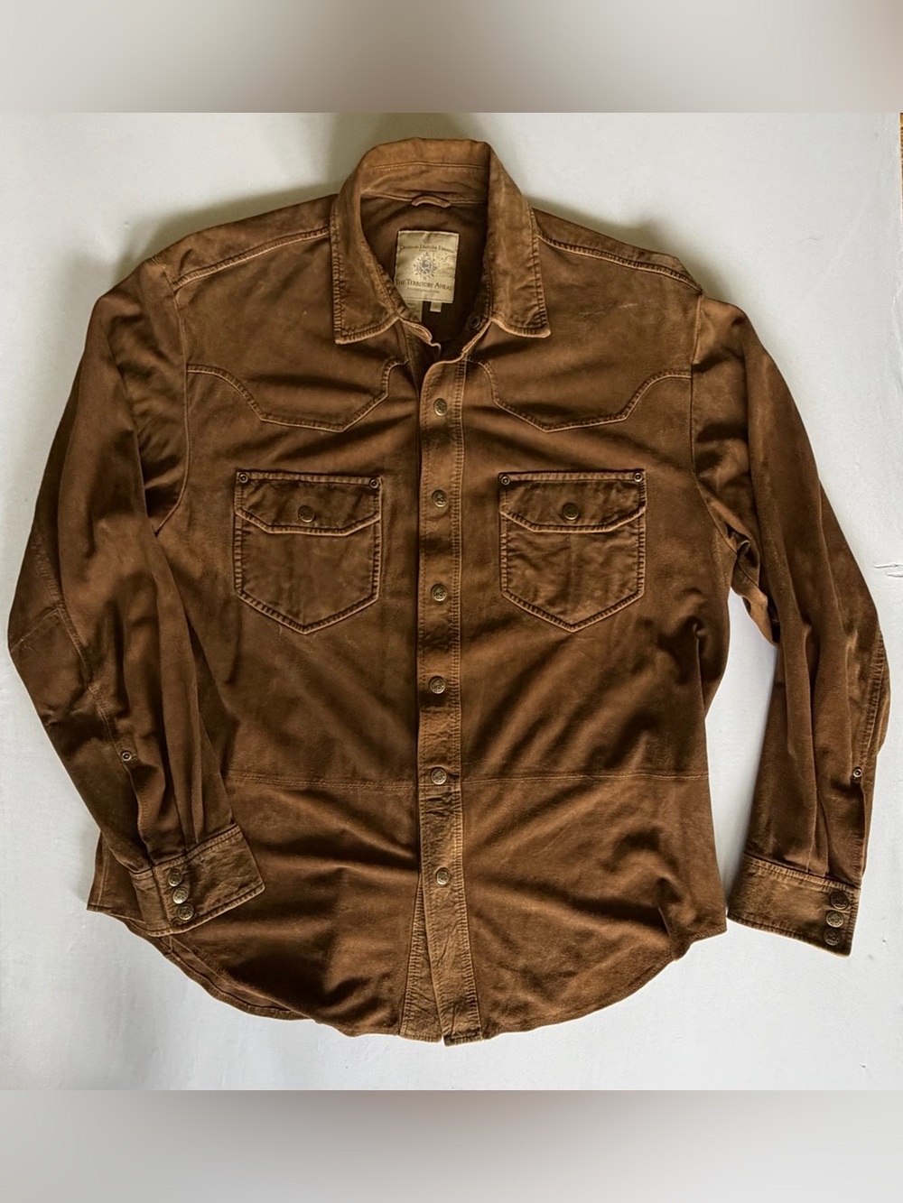 The Territory Ahead Men’s Genuine Suede Western Shirt – Size Large – 48” Chest